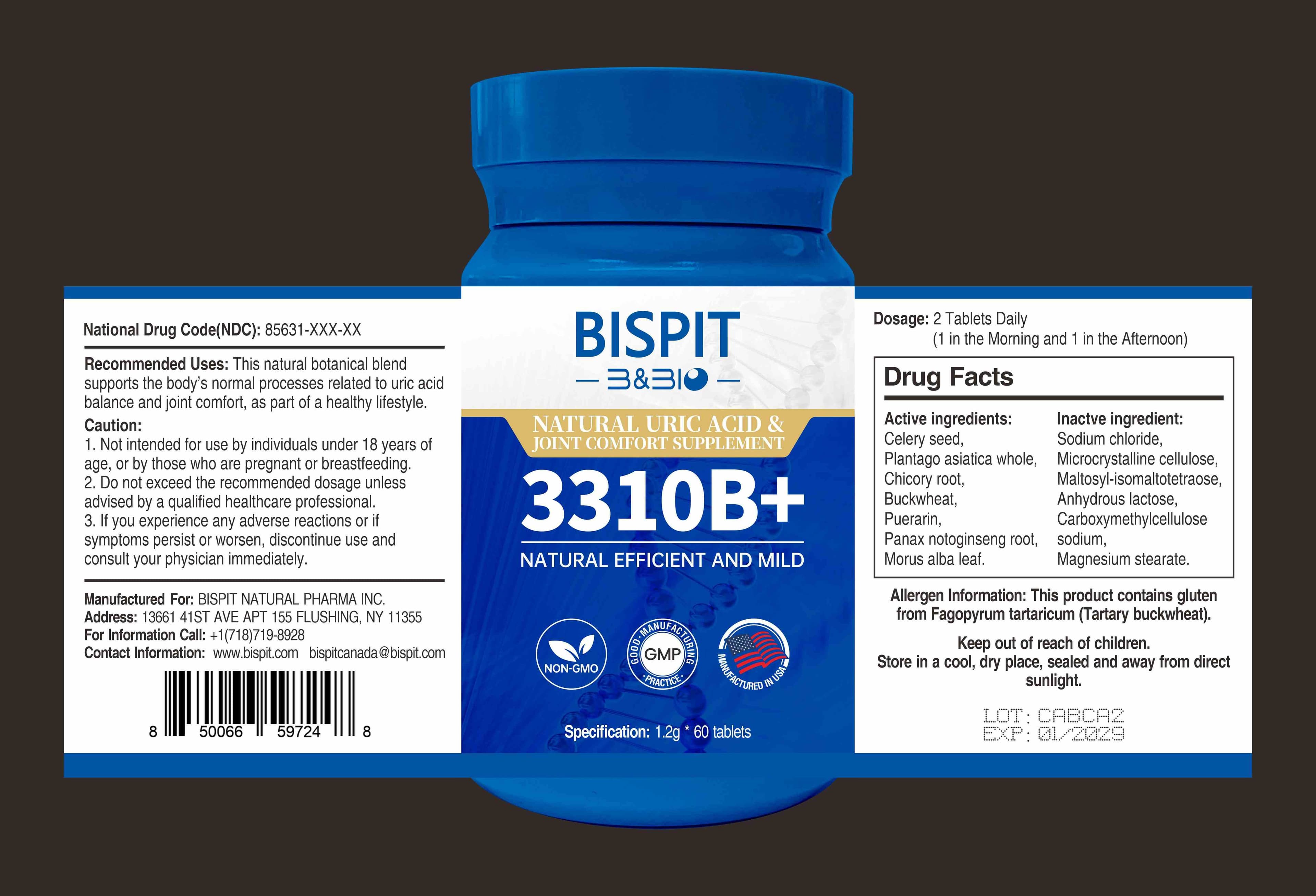 Natural Uric Acid Joint Comfort Supplement 3310b — Reference image, actual packaging may vary