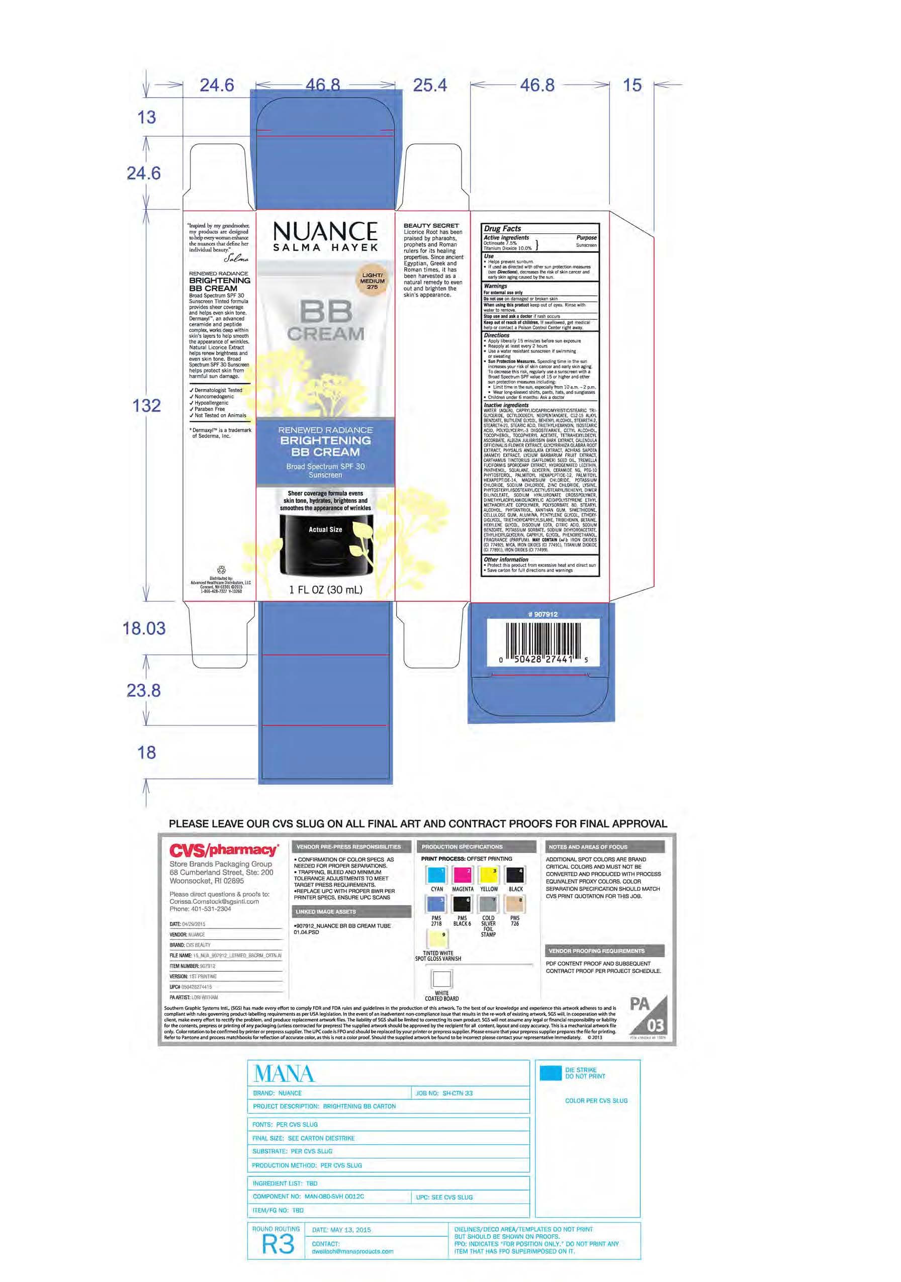 Nuance Salma Hayek Renewed Radiance Brightening Bb Cream Broad Spectrum SPF 30 Sunscreen — Reference image, actual packaging may vary