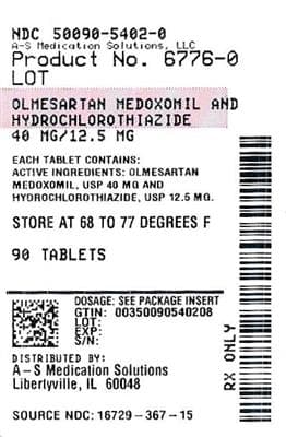 Olmesartan Medoxomil and Hydrochlorothiazide — Reference image, actual packaging may vary