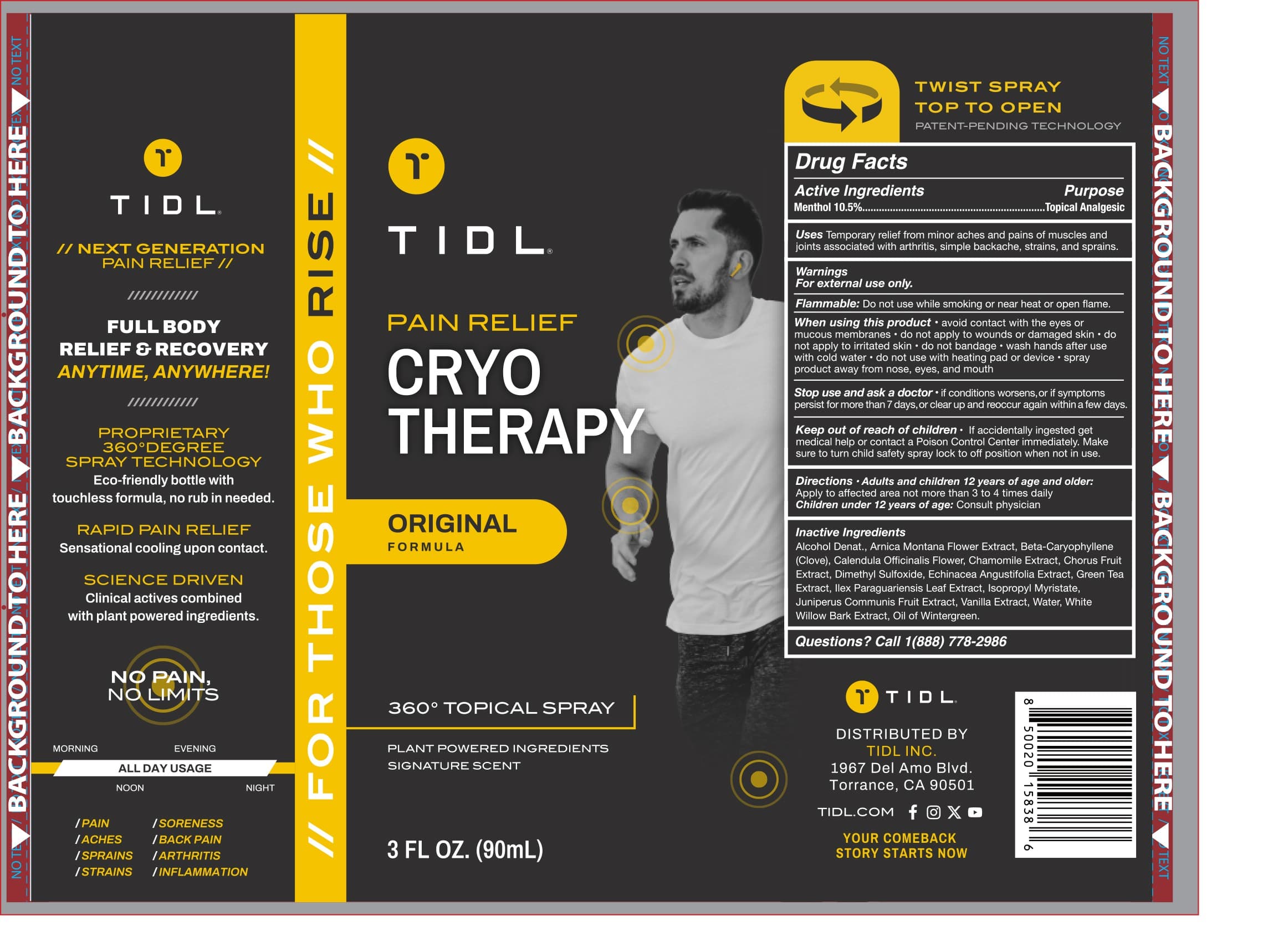 Tidl Pain Relief Cryo Therapy Original Formula Spray. — Reference image, actual packaging may vary