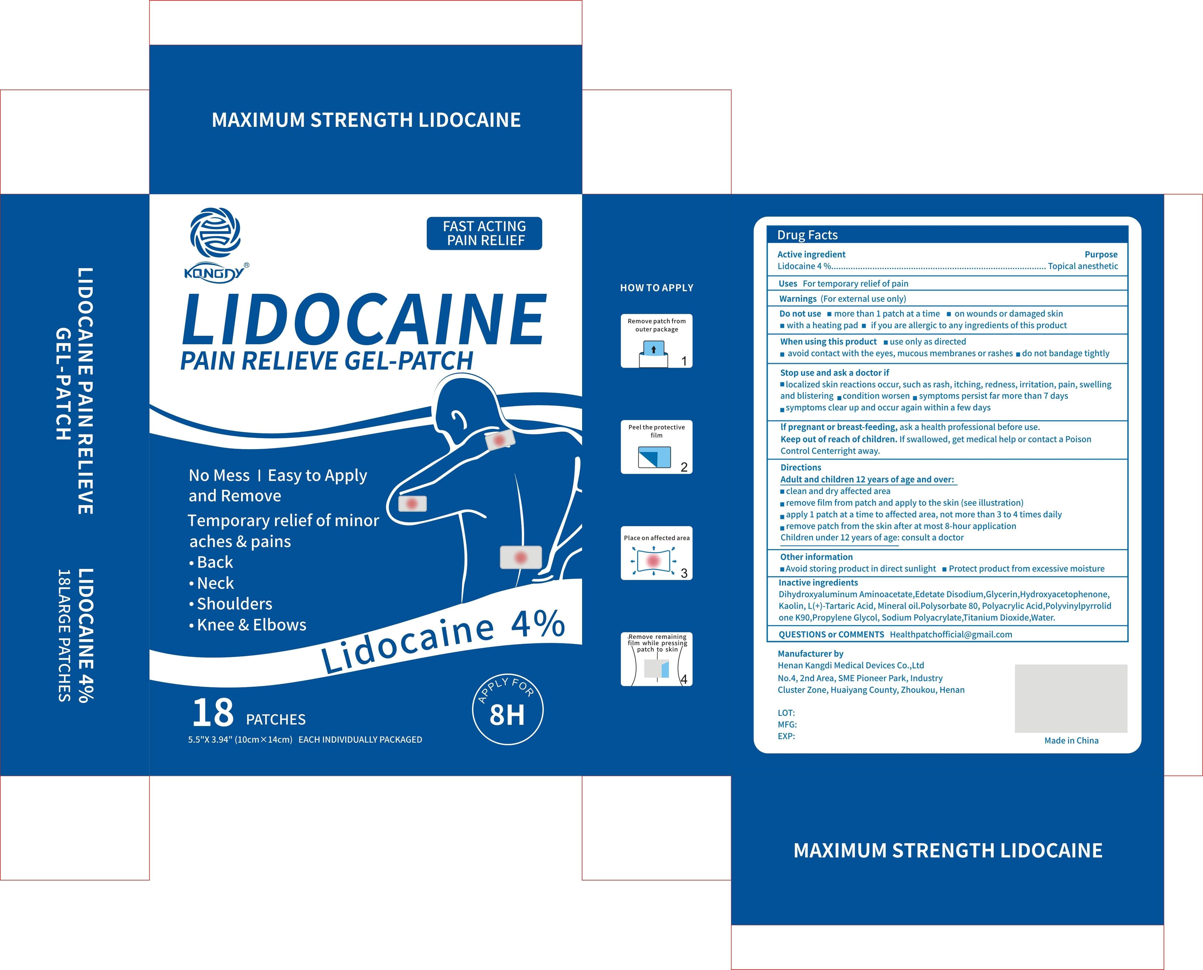 Lidocaine Pain Relieve Gel-Patch — Reference image, actual packaging may vary