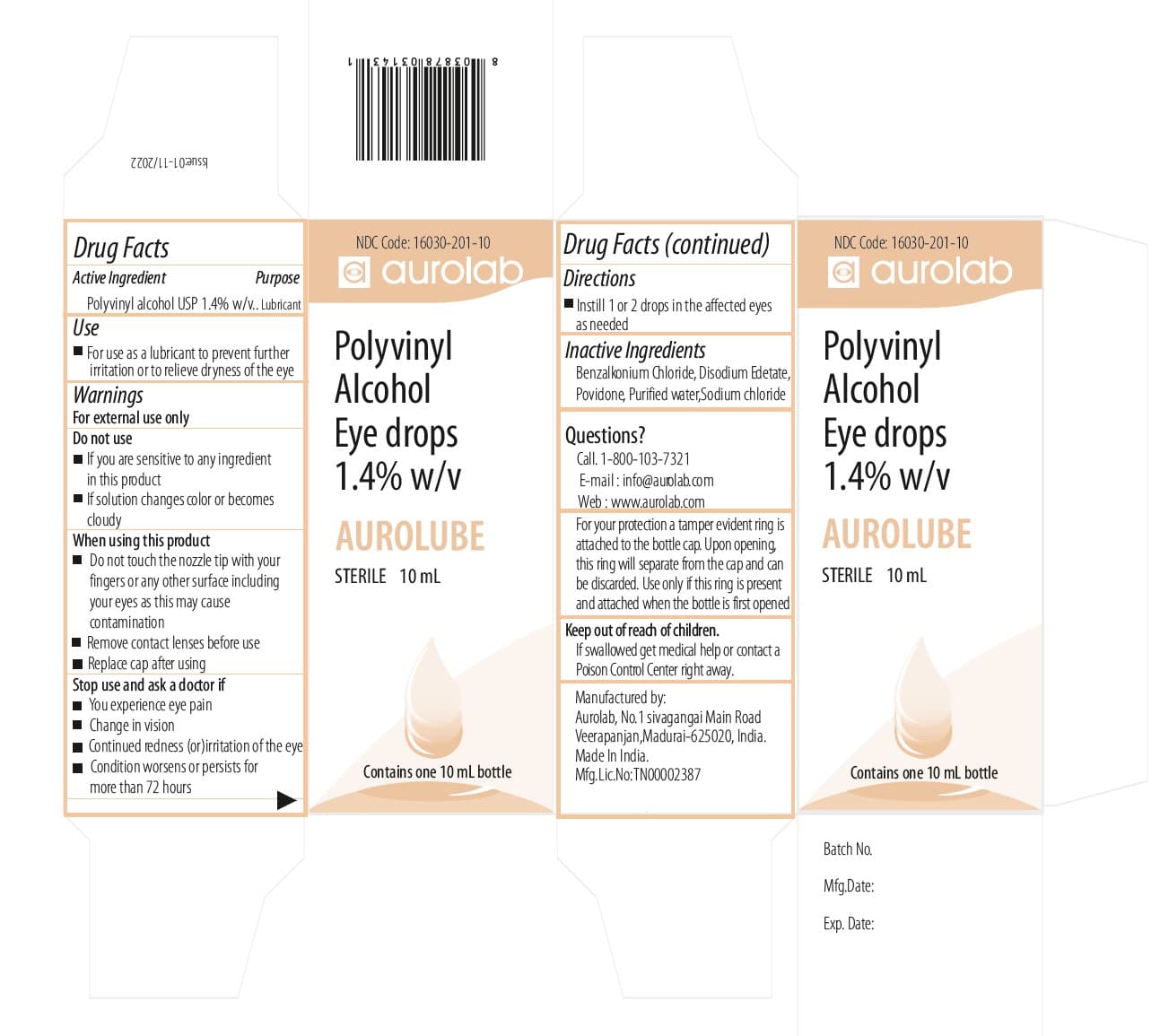 Polyvinyl Alcohol Eye Drops 1,4 % W/v — Reference image, actual packaging may vary