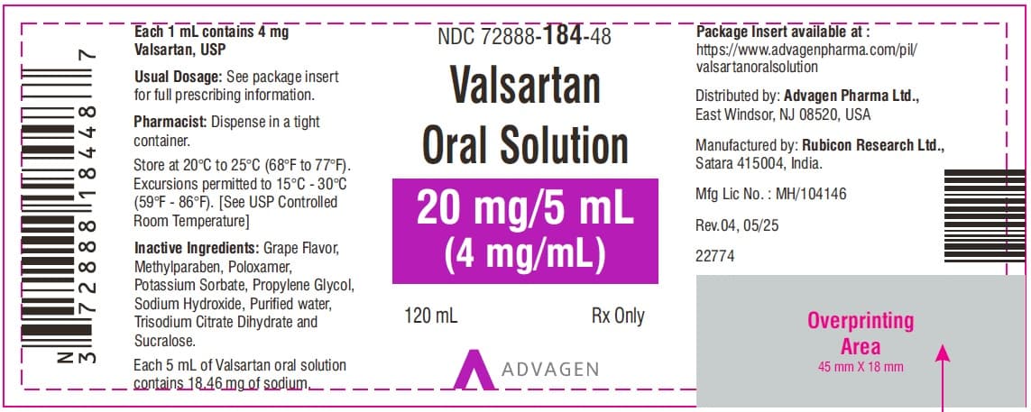 Valsartan Oral — Reference image, actual packaging may vary
