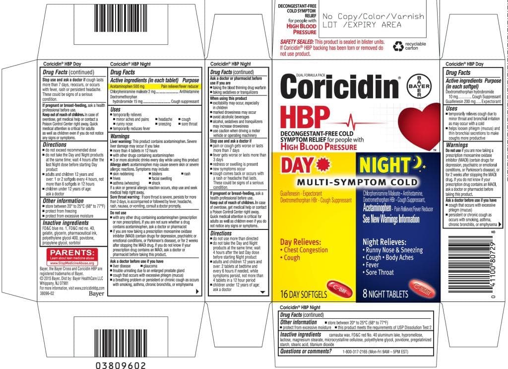 Coricidin Hbp package label