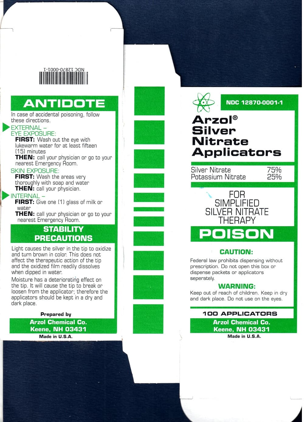 Silver Nitrate Applicators package label