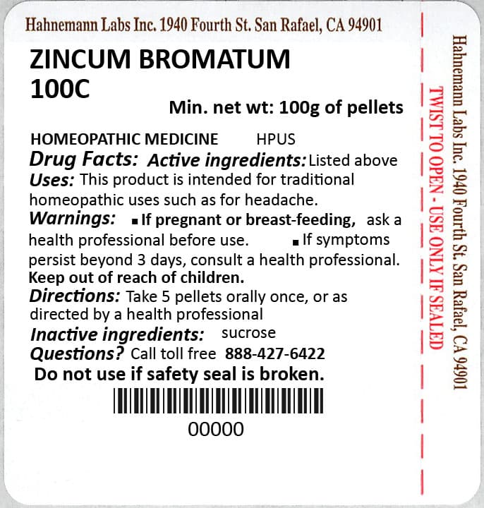 Zincum Bromatum package label