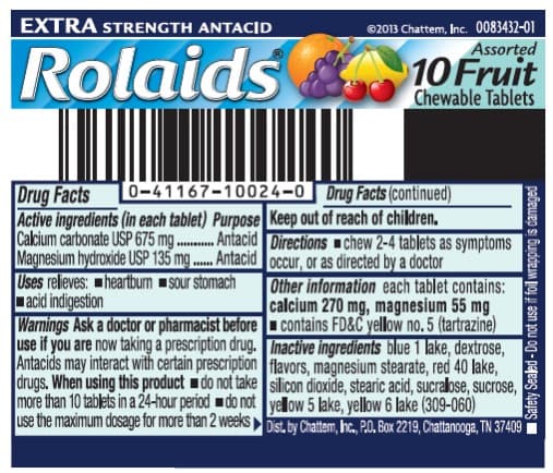 Rolaids Original package label