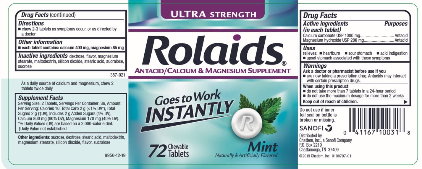 Rolaids Ultra Strength Mint package label