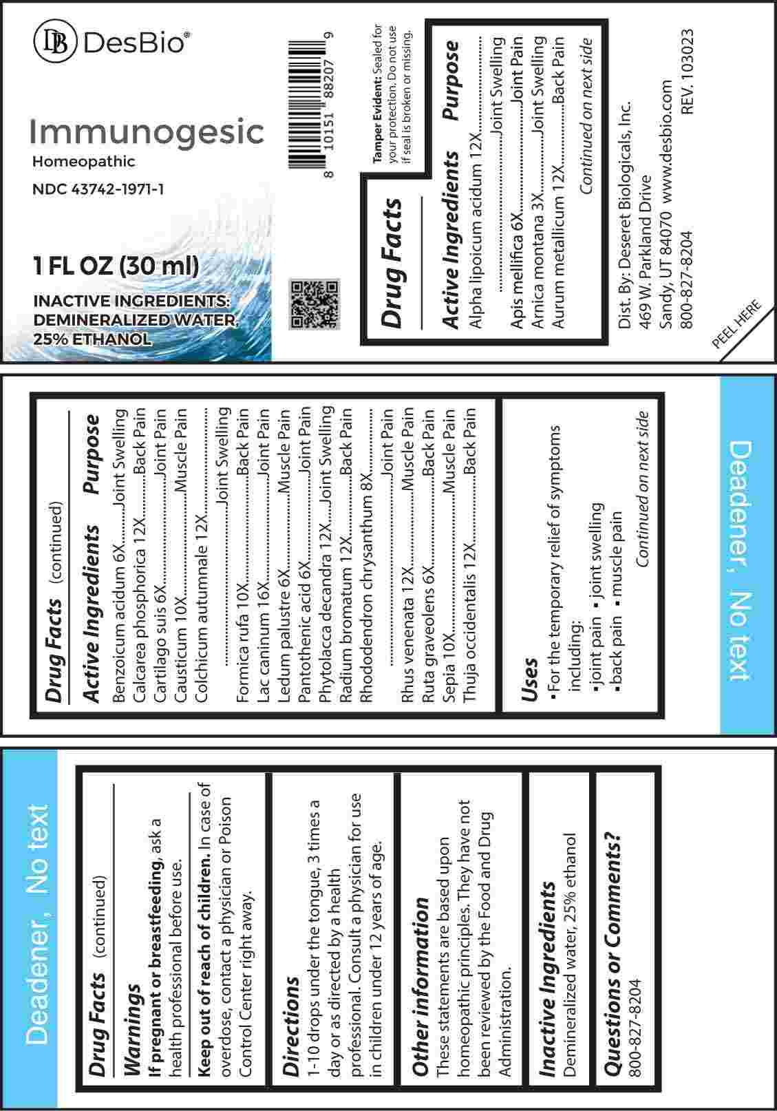 Immunogesic package label