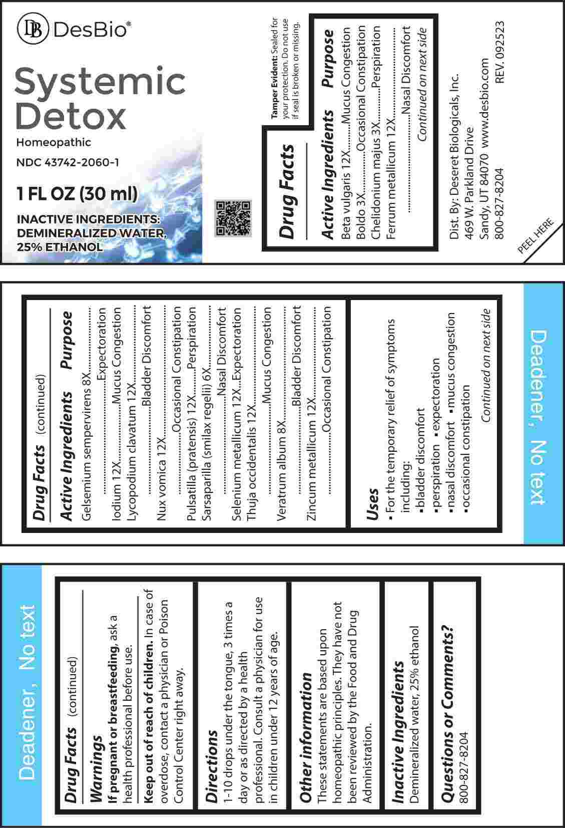 Systemic Detox package label