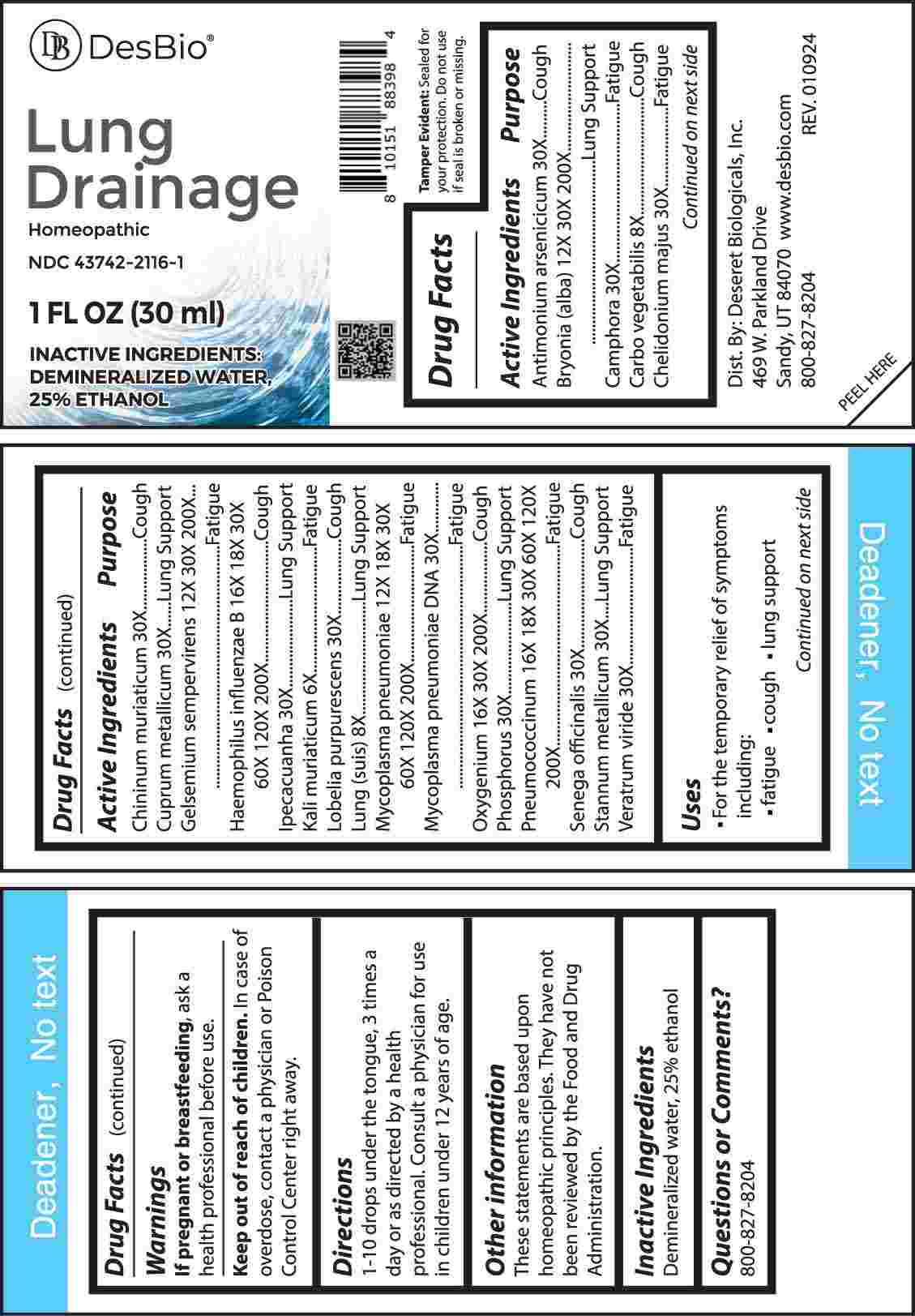 Lung Drainage package label