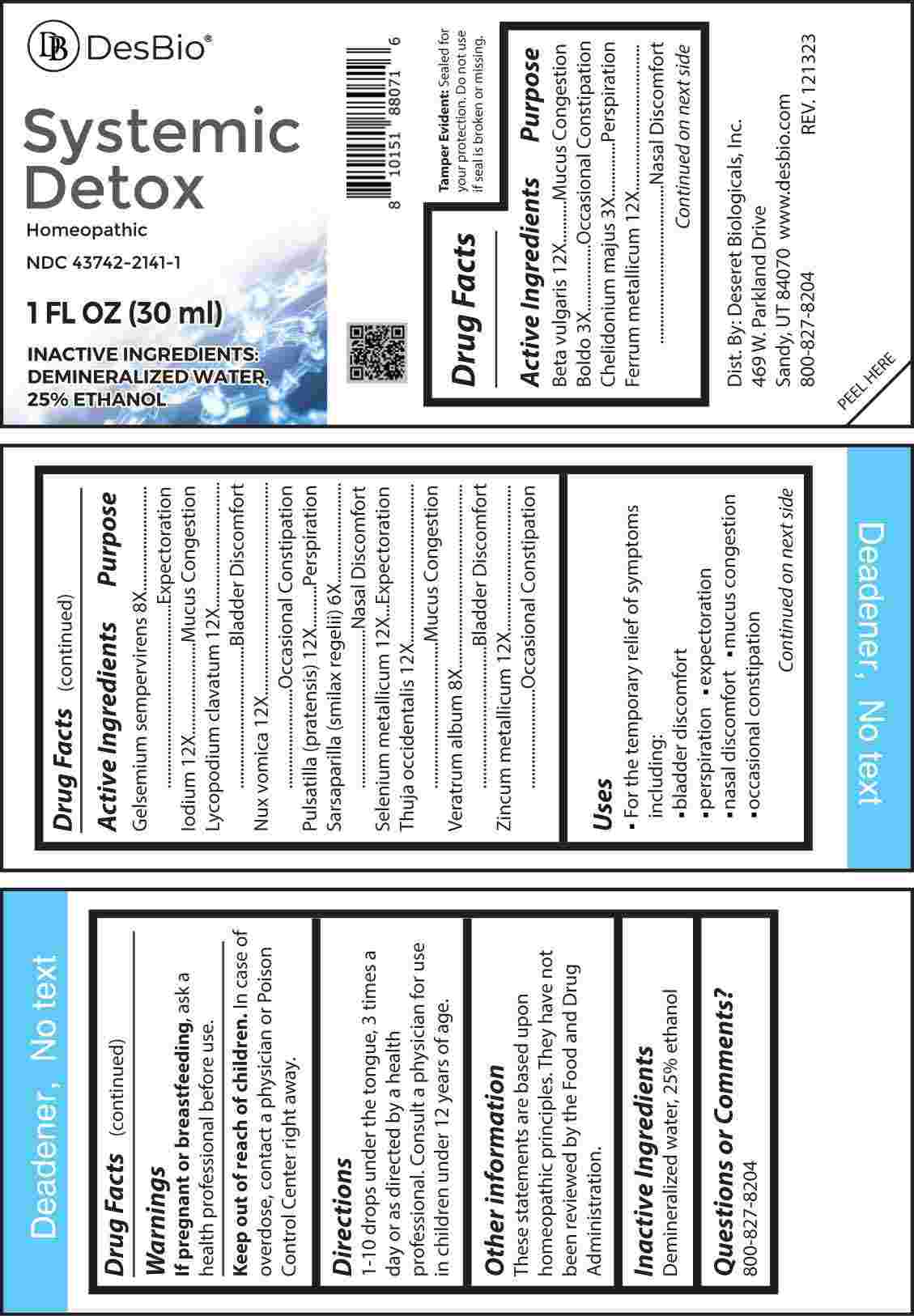 Systemic Detox package label