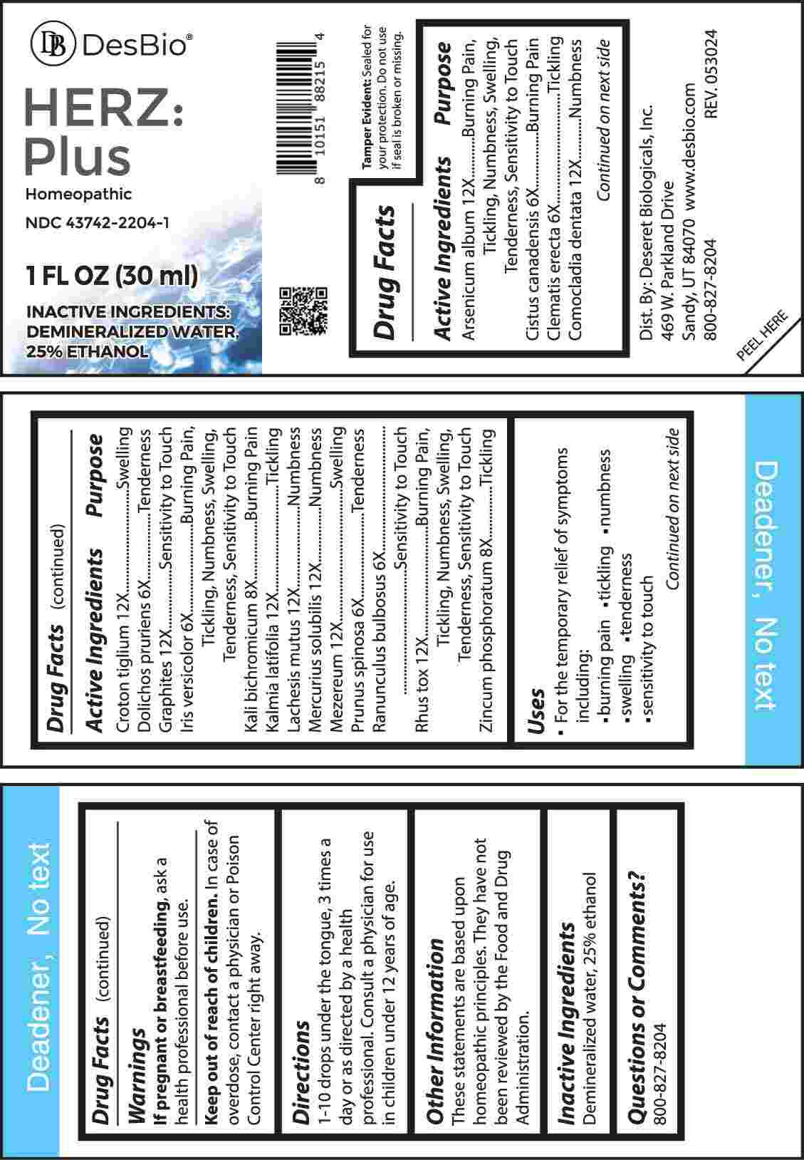 Herz Plus package label