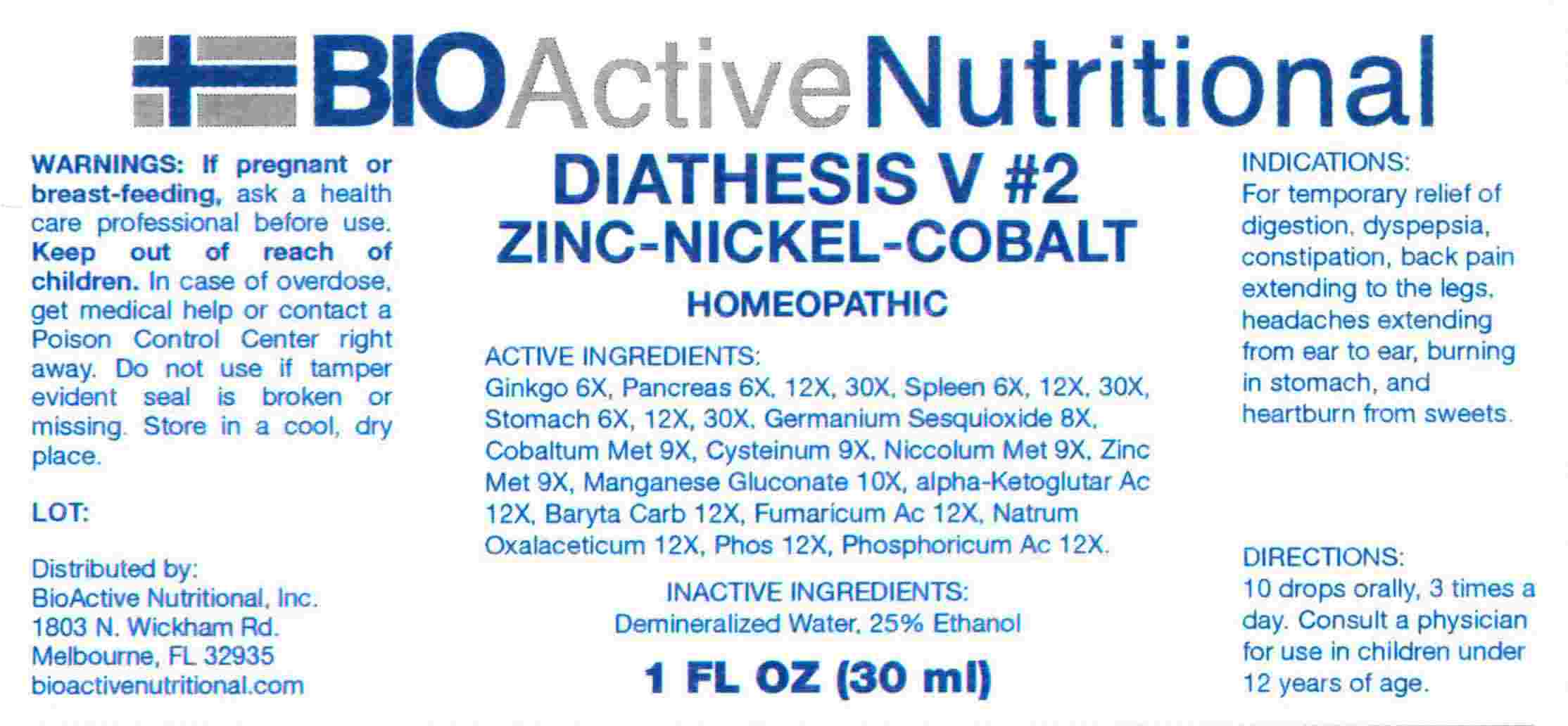 Diathesis V 2 package label