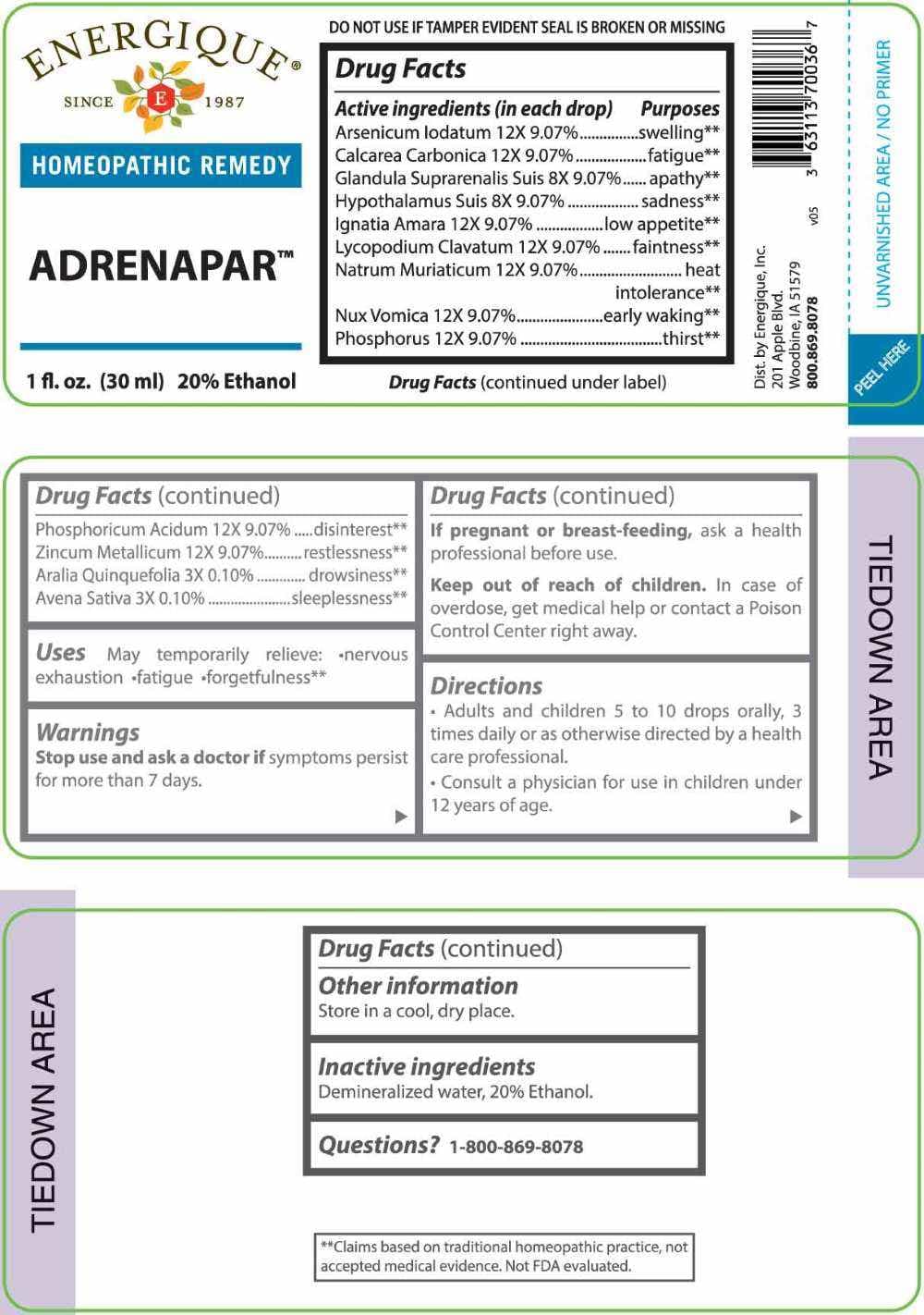 Adrenapar package label