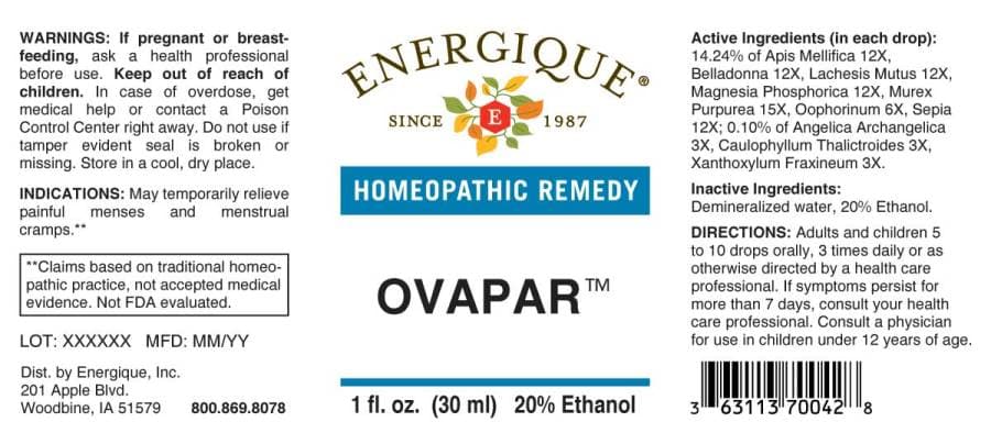 Ovapar package label