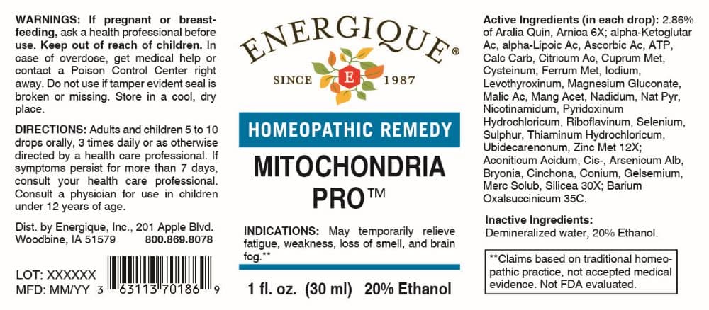 Mitochondria Pro package label