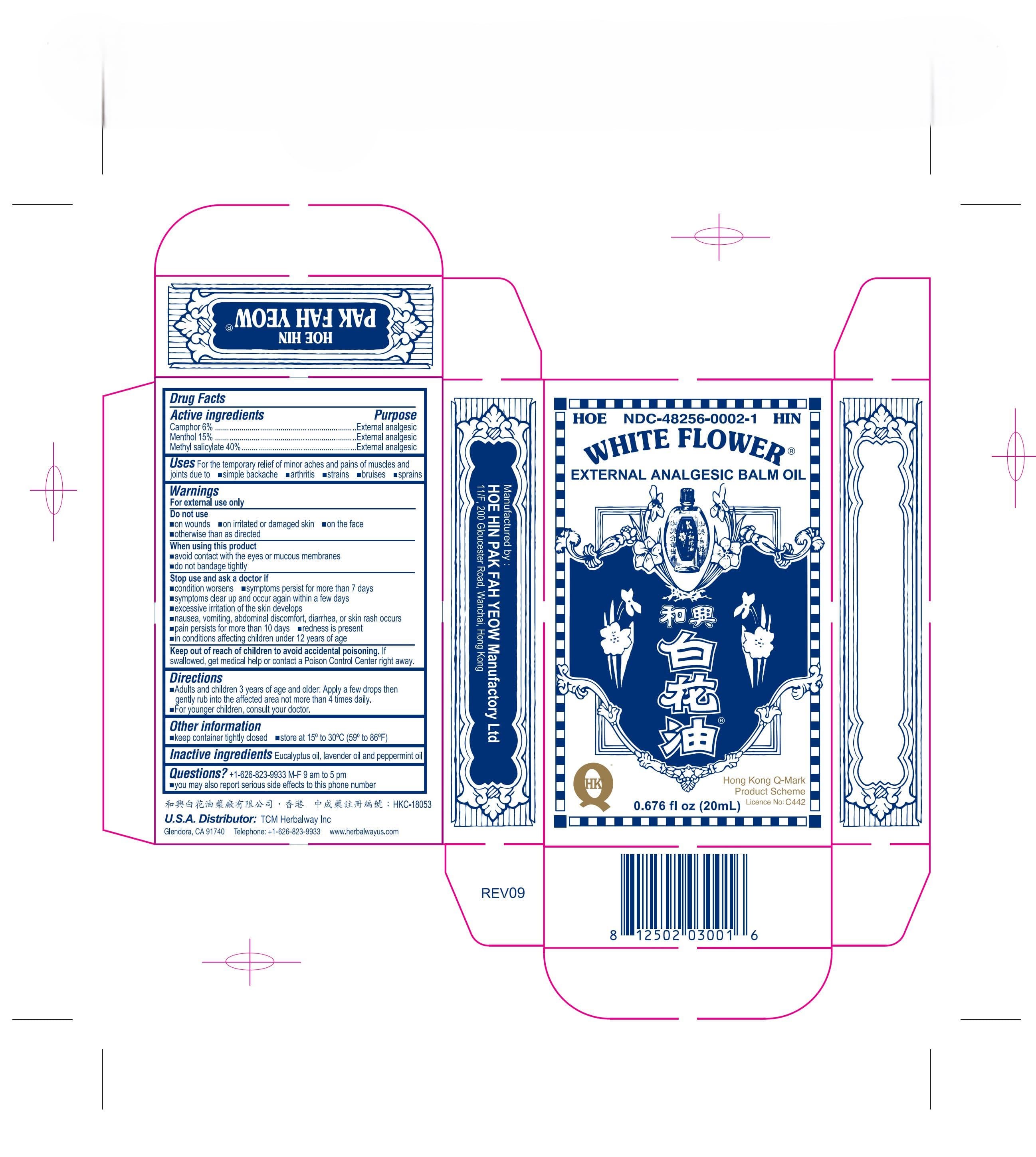 White Flower Analgesic Balm package label