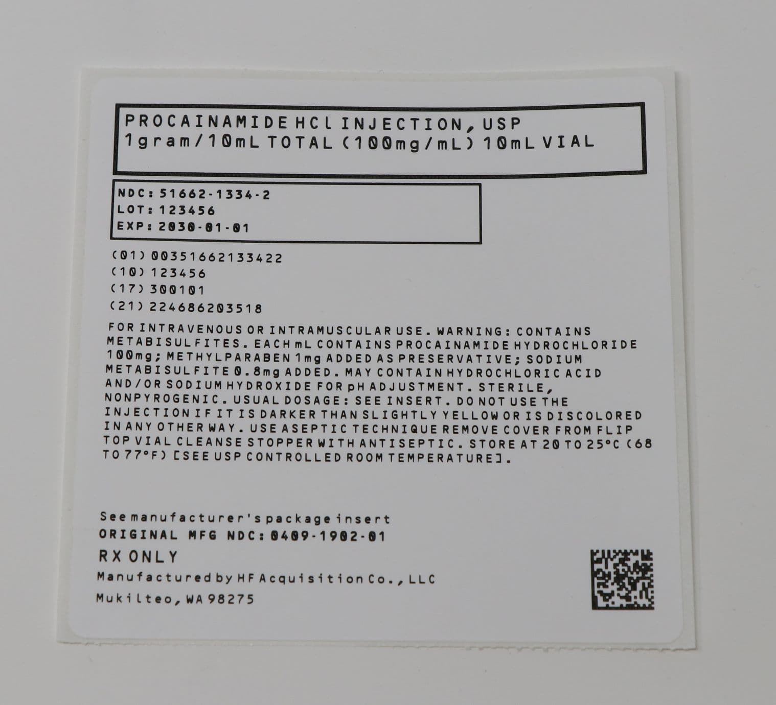 Procainamide Hci package label