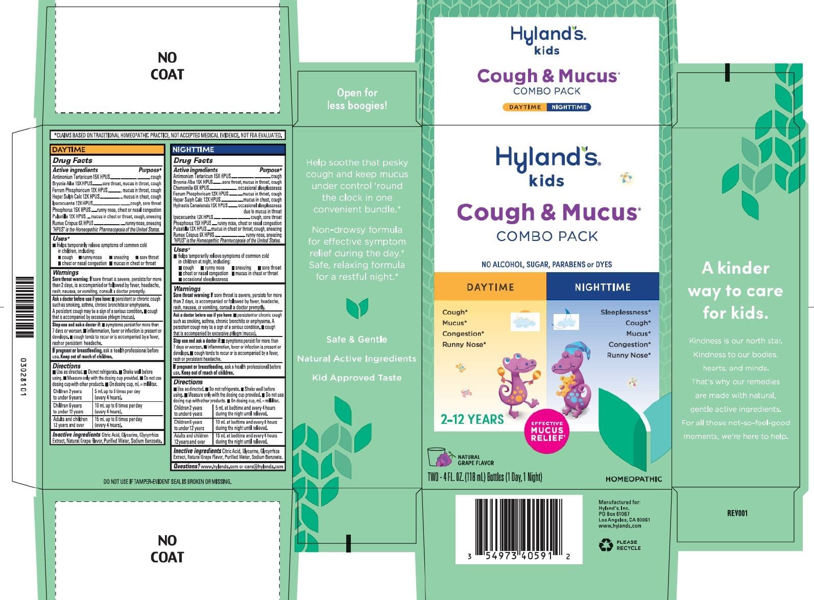 Kids Cough and Mucus Nighttime Grape Flavor package label