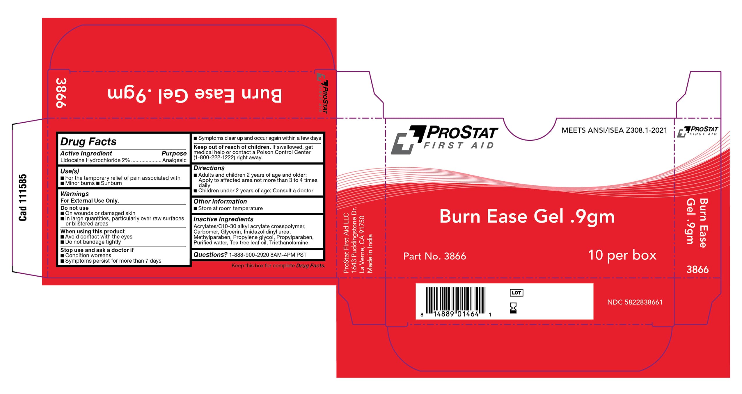 Ps-3866 Burn Ease, 0.9g package label