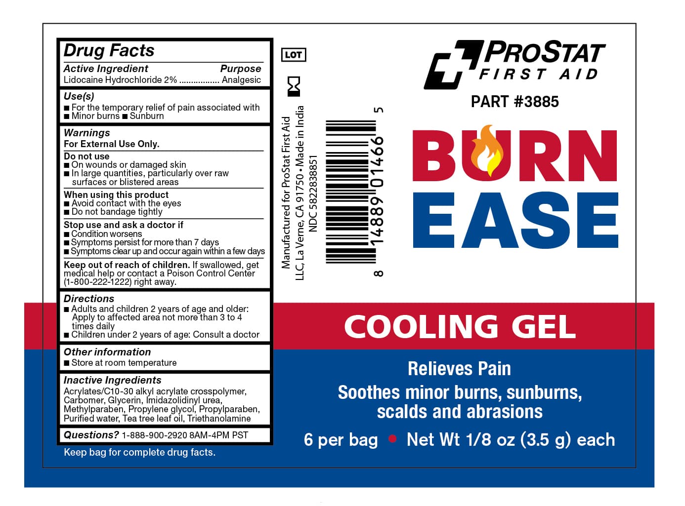 Ps-3885 Burn Ease, 3.5g package label