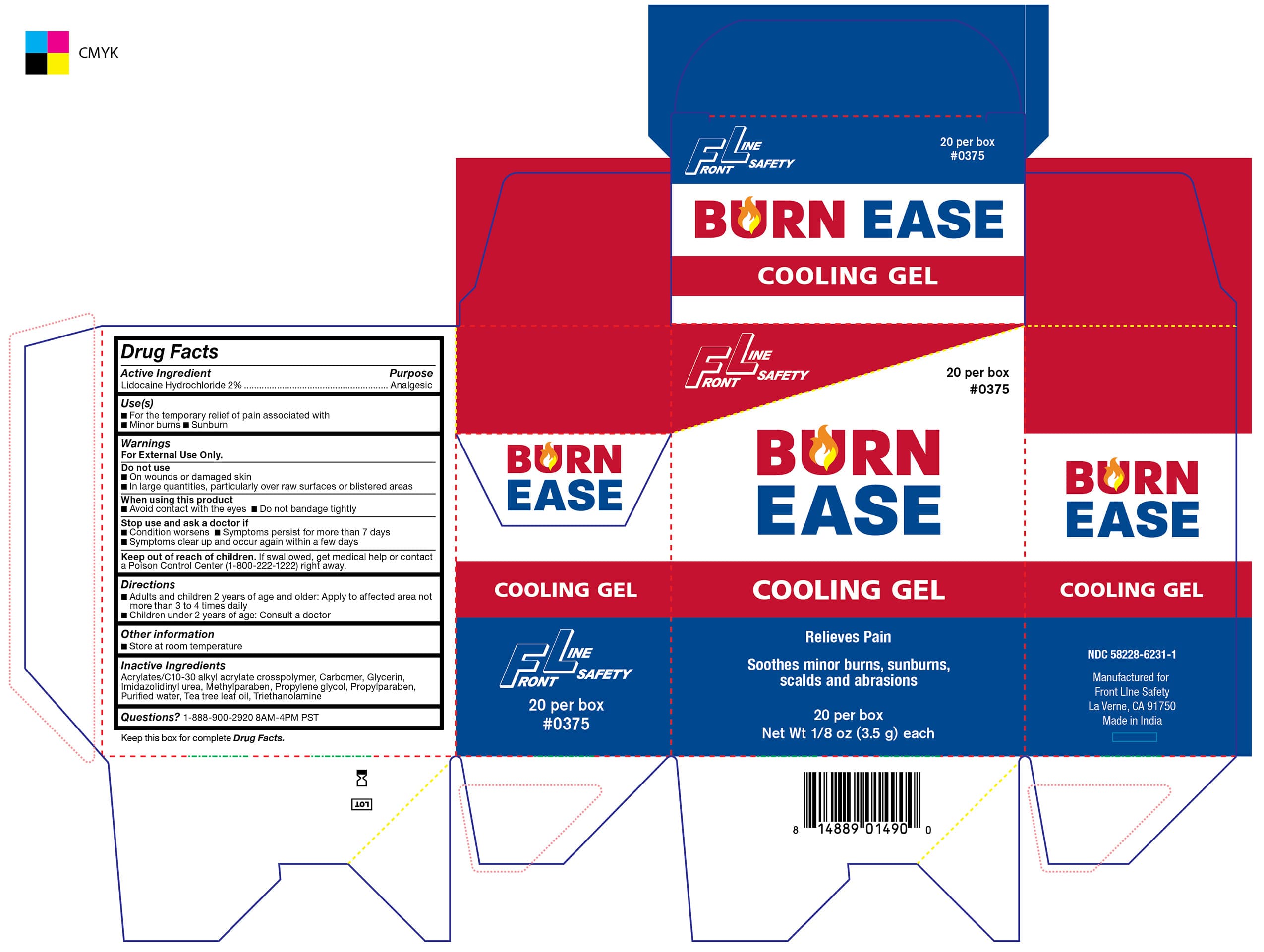 Burn Ease 3.5g package label