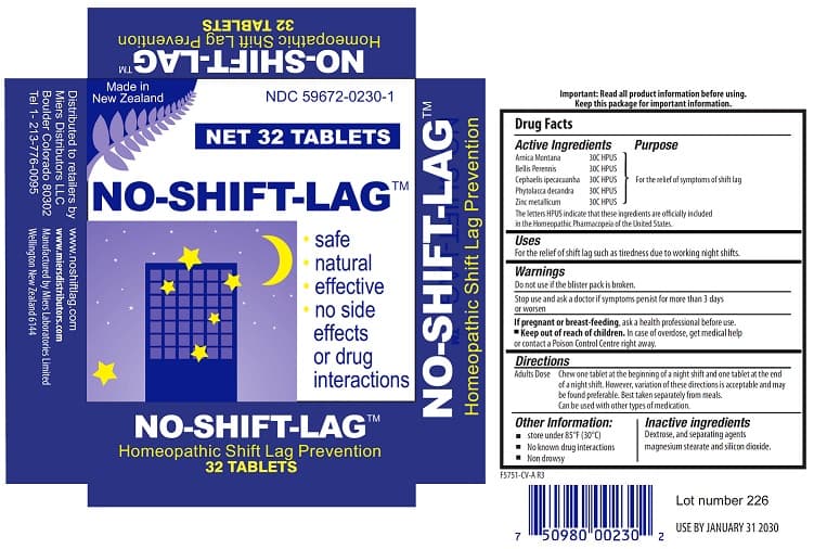 No-Shift-Lag package label