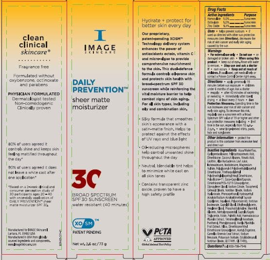 Daily Prevention Sheer Matte Moisturizer Spf30 package label