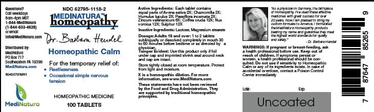 Hendel Homeopathic Calm package label