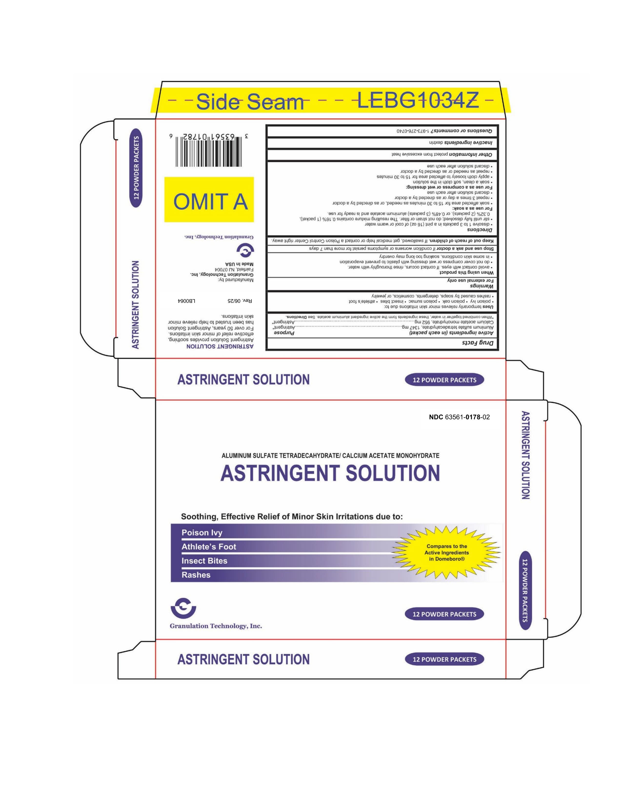 Astringent package label