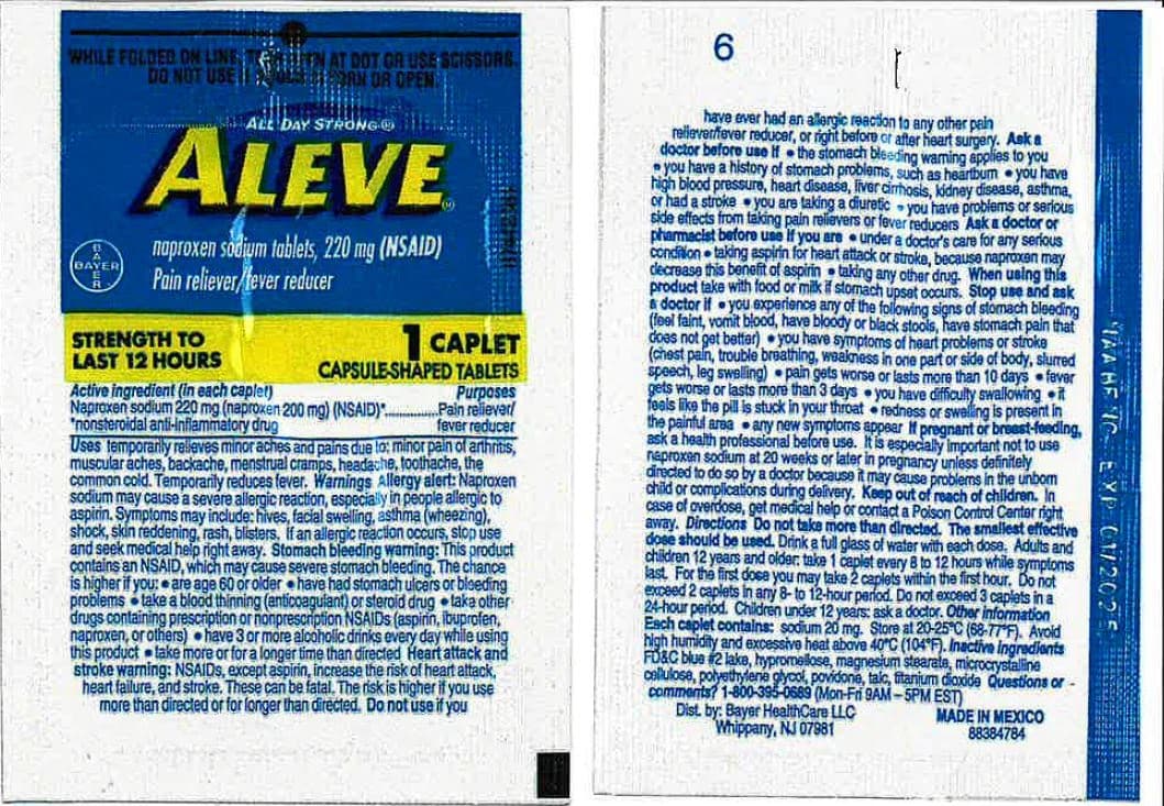 Aleve package label
