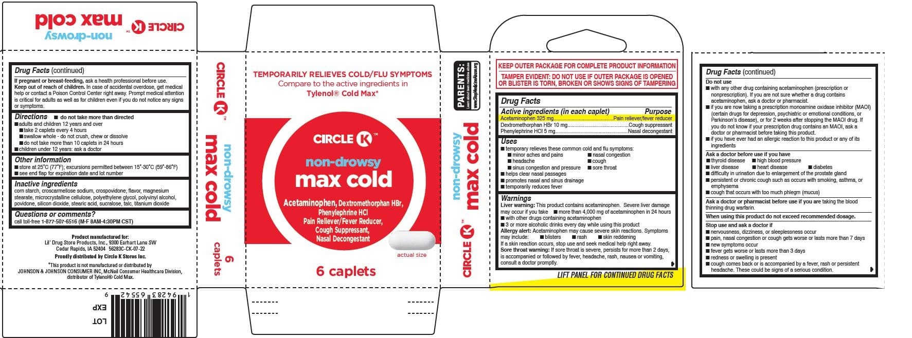Non-Drowsy Max Cold package label