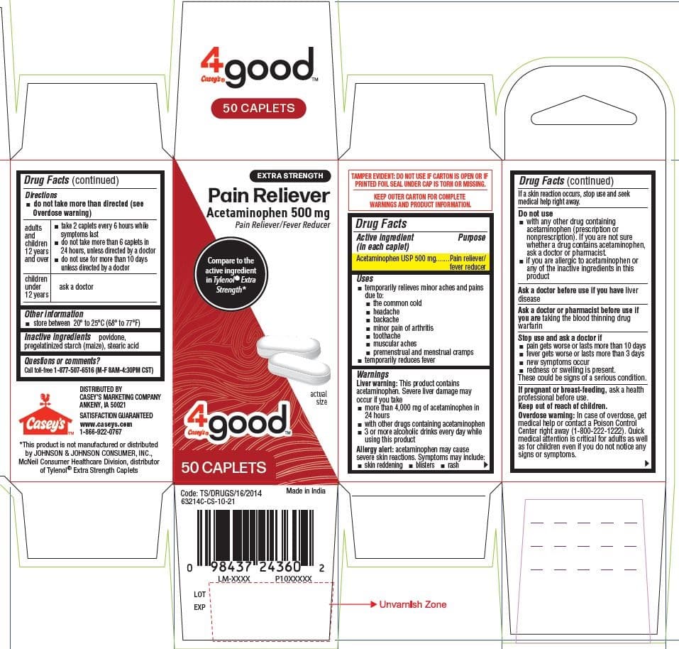 Extra Strength Pain Reliever, Caseys 4good package label