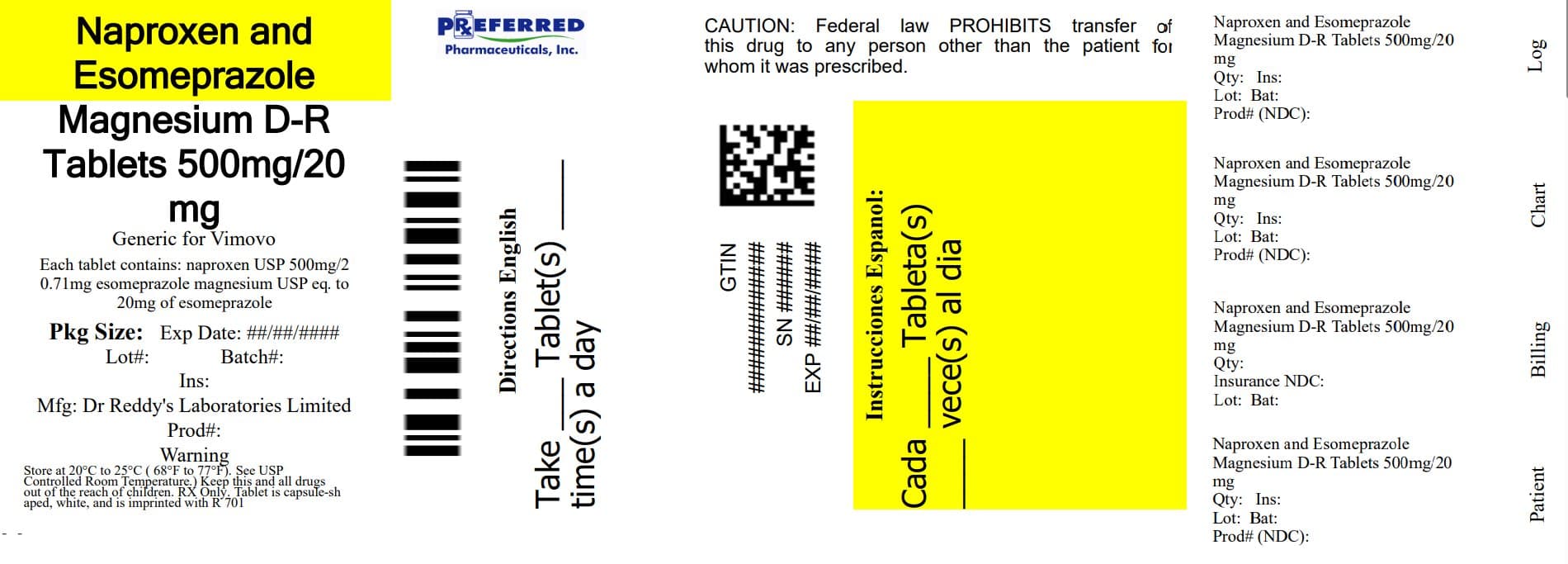 Naproxen and Esomeprazole Magnesium package label