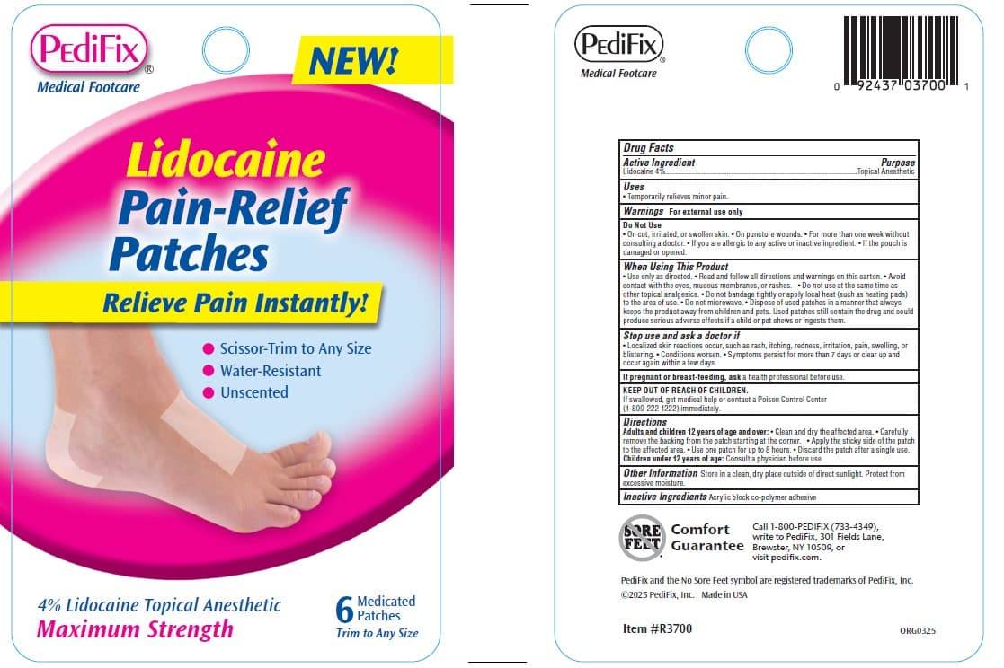 Pedifix Lidocaine Pain-Relief Patches package label