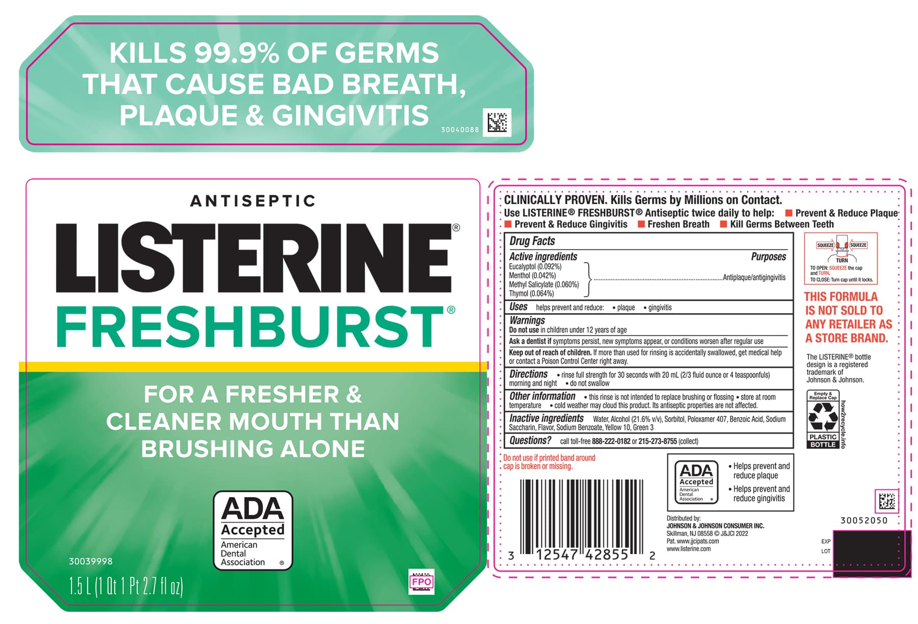 Listerine Ultraclean Antiseptic package label