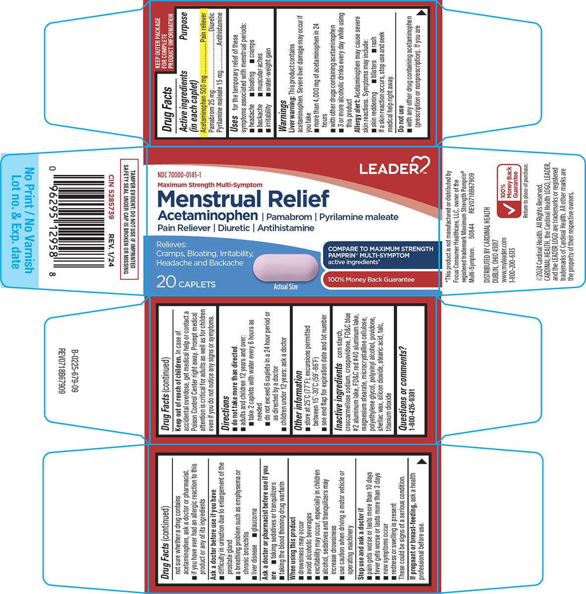Menstrual Pain Relief package label