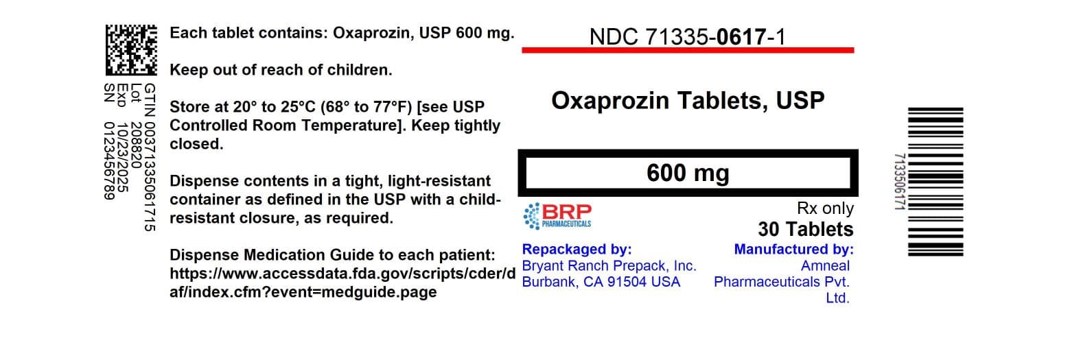 Oxaprozin package label