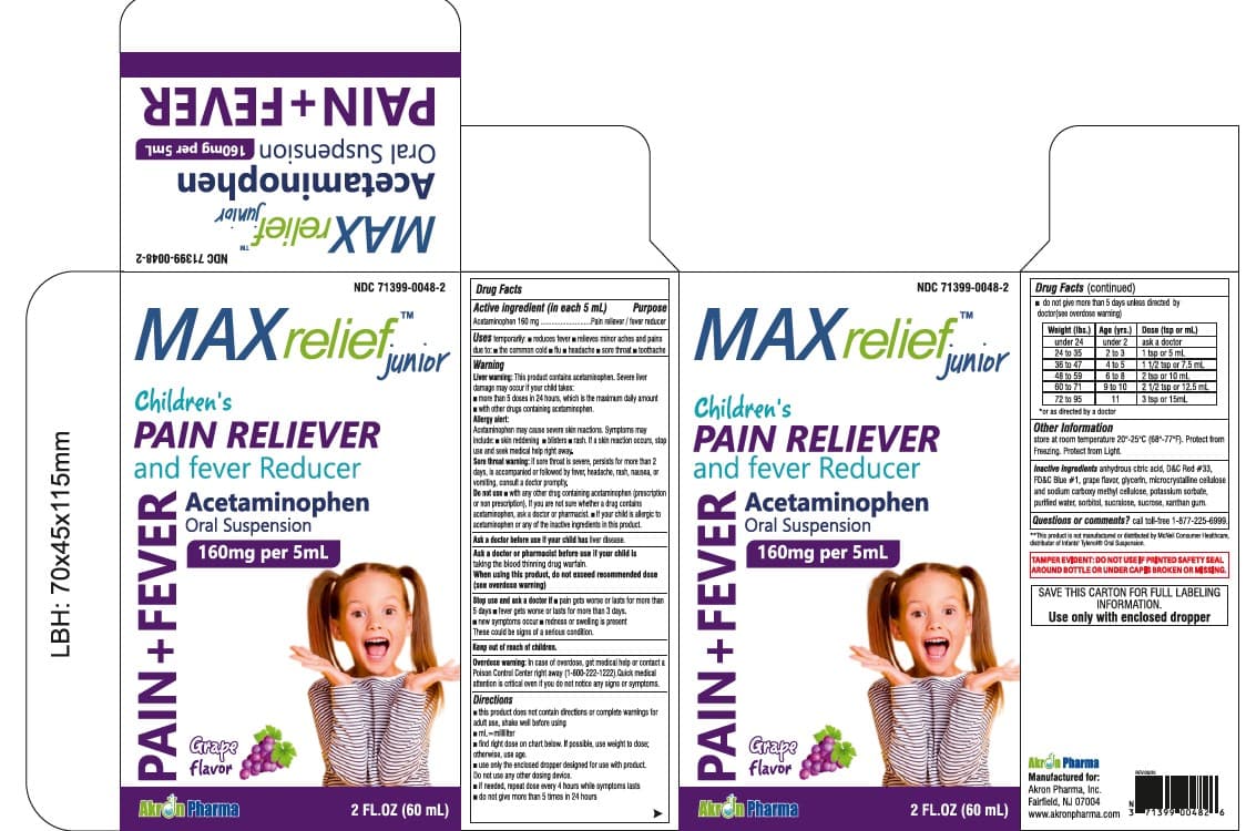 Max Relief Junior package label
