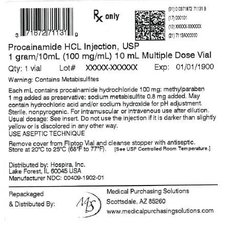 Procainamide Hydrochloride package label