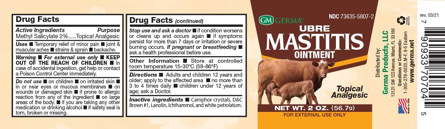 Germa Ubre Mastitis package label