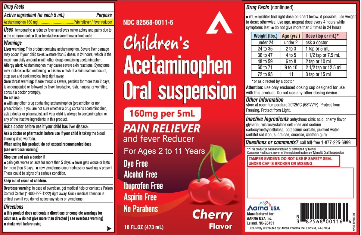 Childrens Acetaminophen package label