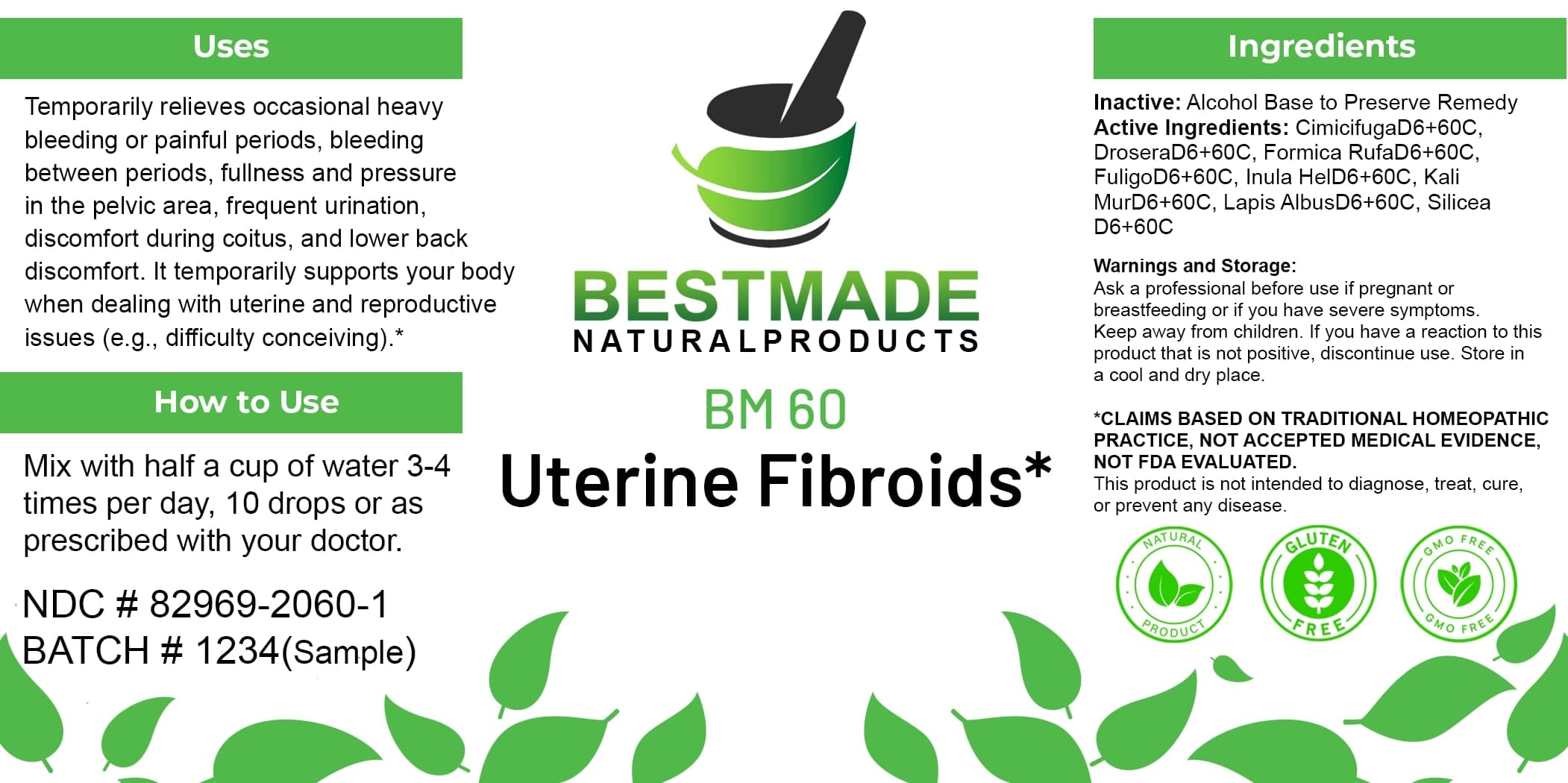 Bestmade Natural Products Bm60 package label