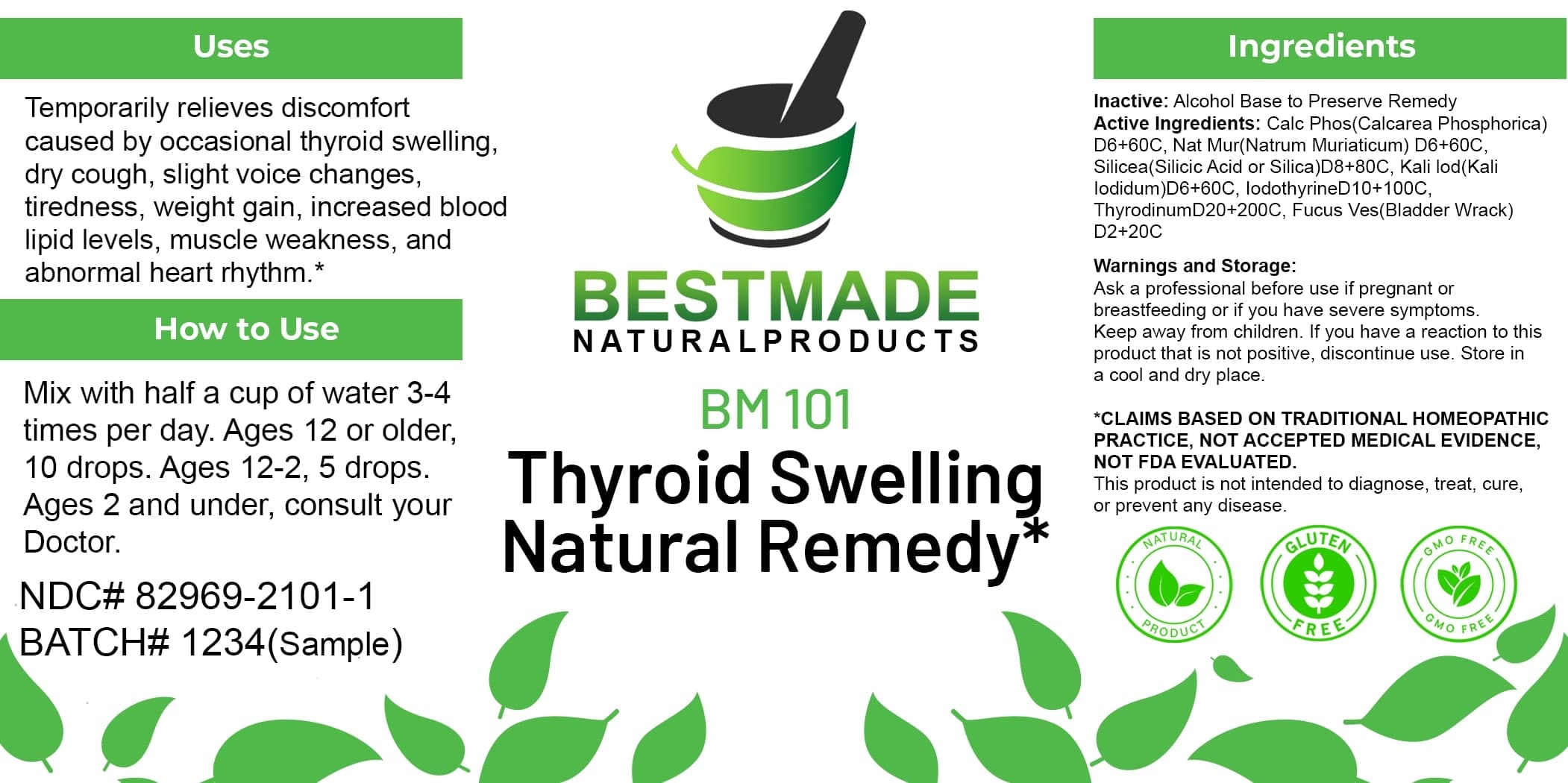 Bestmade Natural Products Bm101 package label