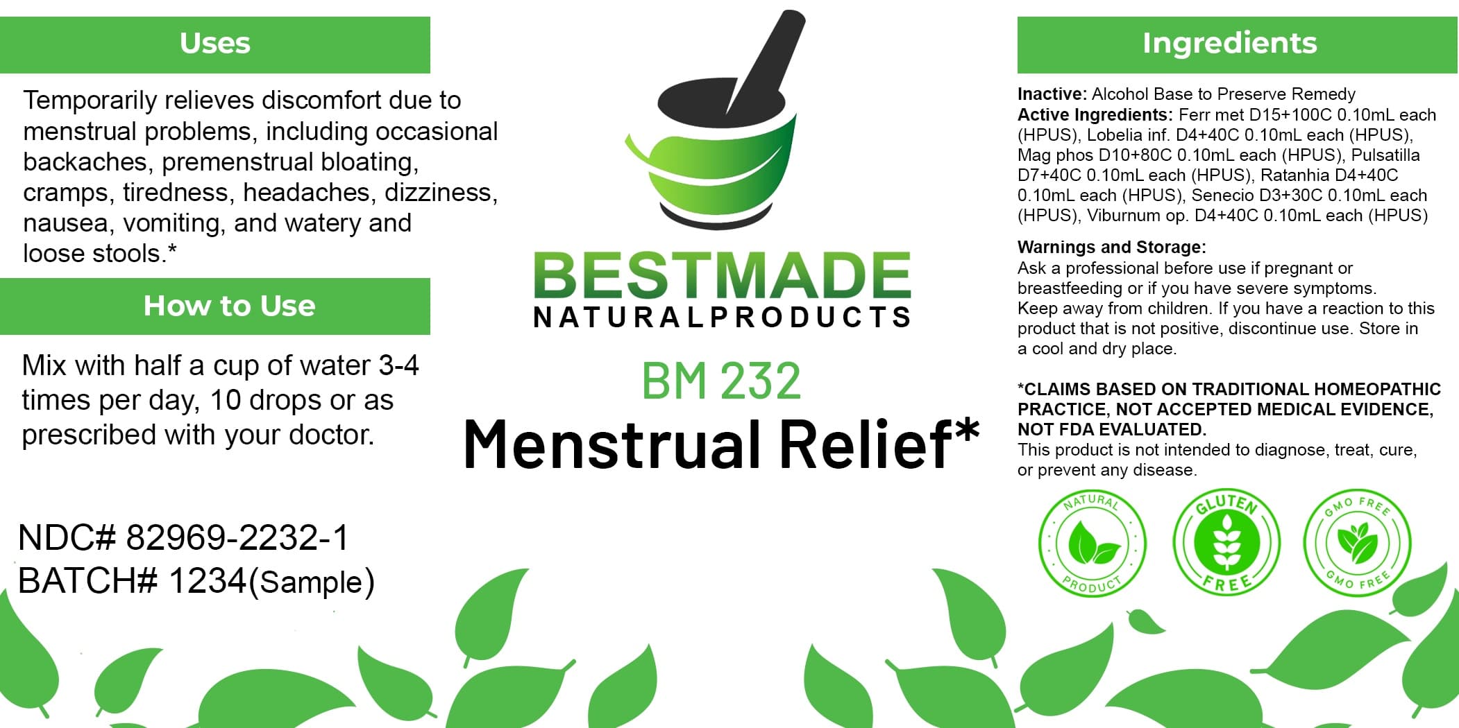 Bestmade Natural Products Bm232 package label
