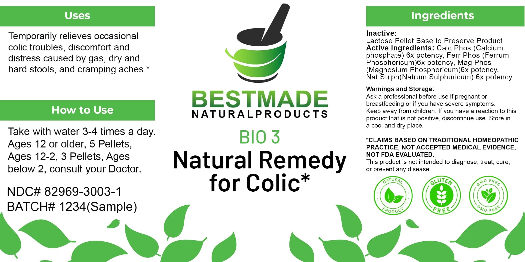 Bestmade Natural Products Bio3 package label