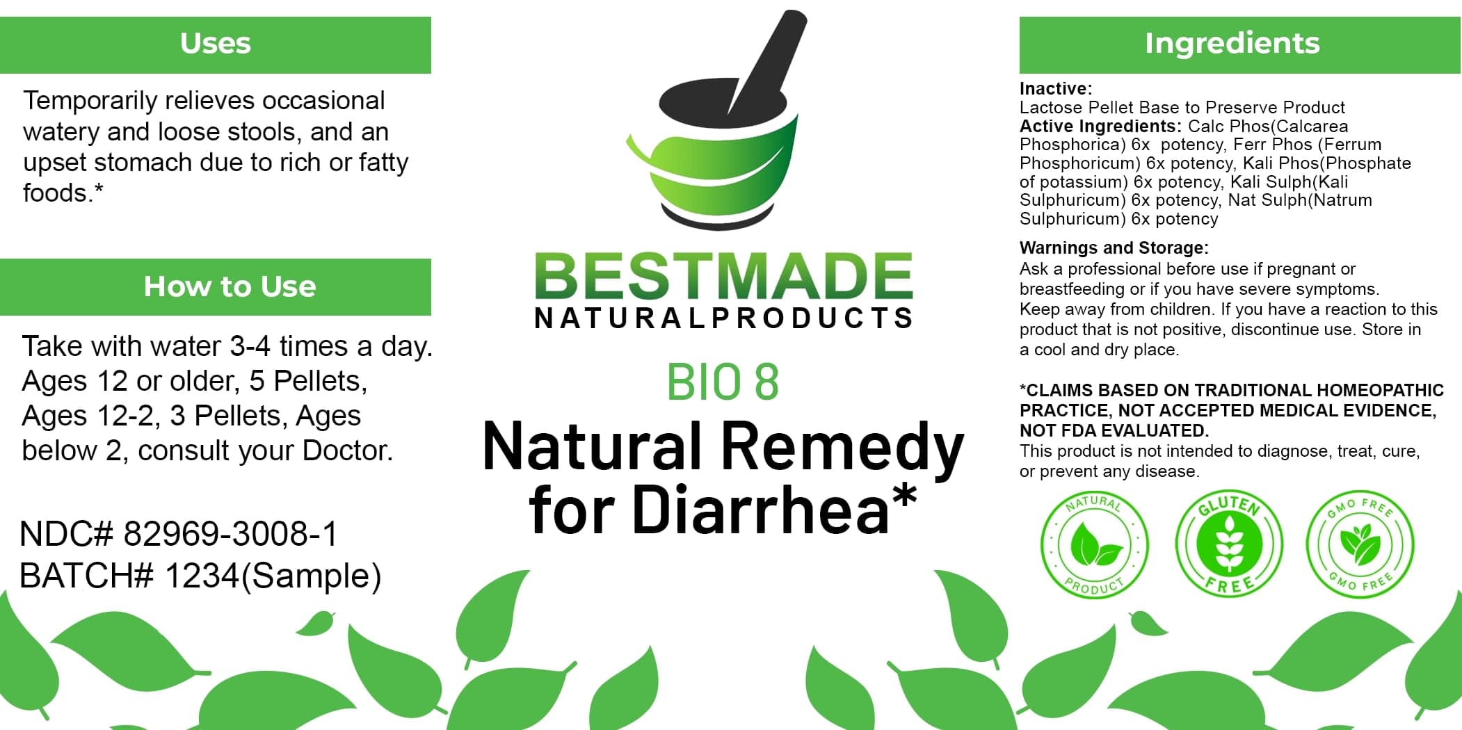 Bestmade Natural Products Bio8 package label