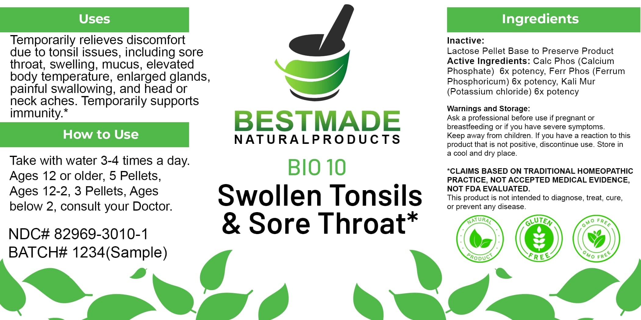 Bestmade Natural Products Bio10 package label