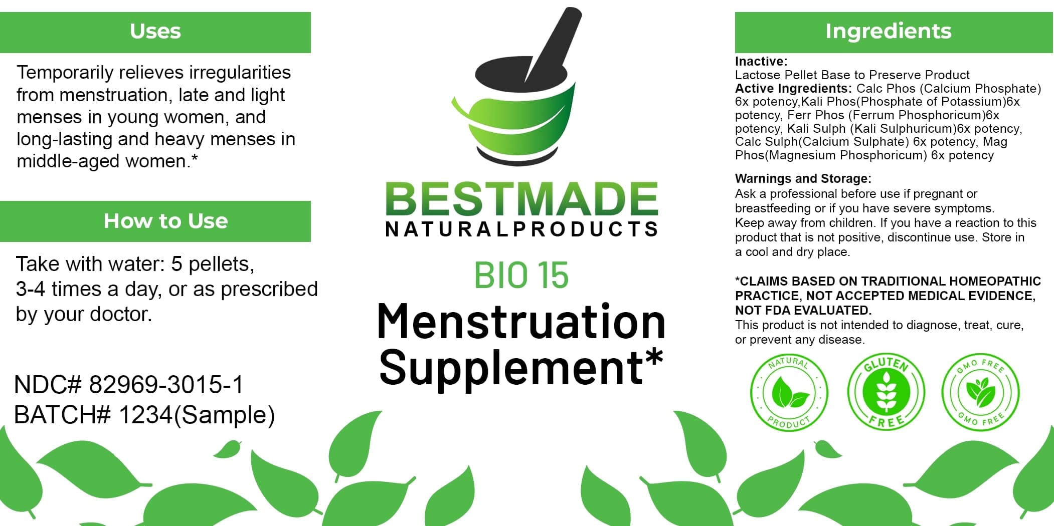 Bestamade Natural Products Bio15 package label